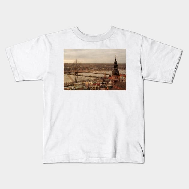 Riga from above Kids T-Shirt by ivetas